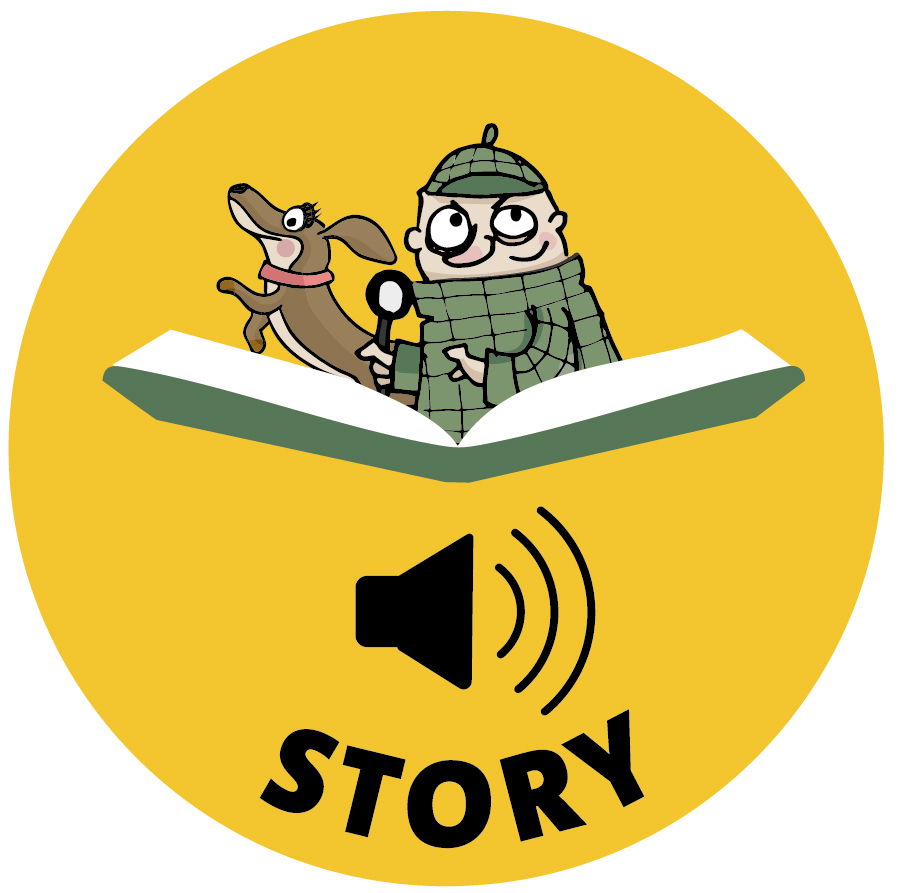Homms und Pixi mit Buch und dem Schriftzug Story