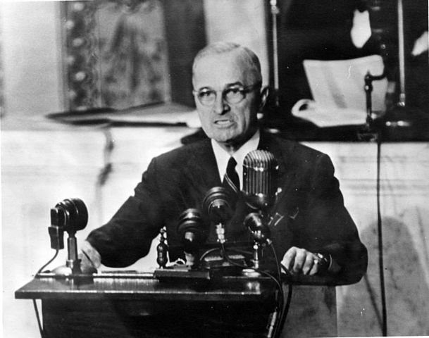 US-Präsident Harry S. Truman während der Rede
