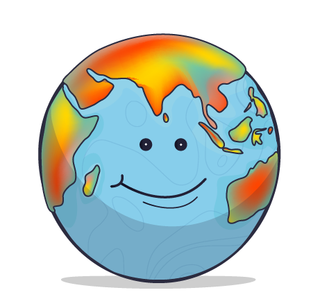 Ein Bild, auf dem ein Globus mit einer thematischen (nämlich klimatischen) Weltkarte abgebildet ist.