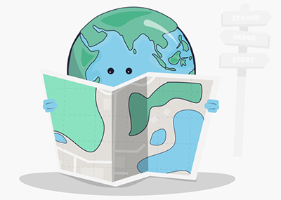 Globus sucht in Karte