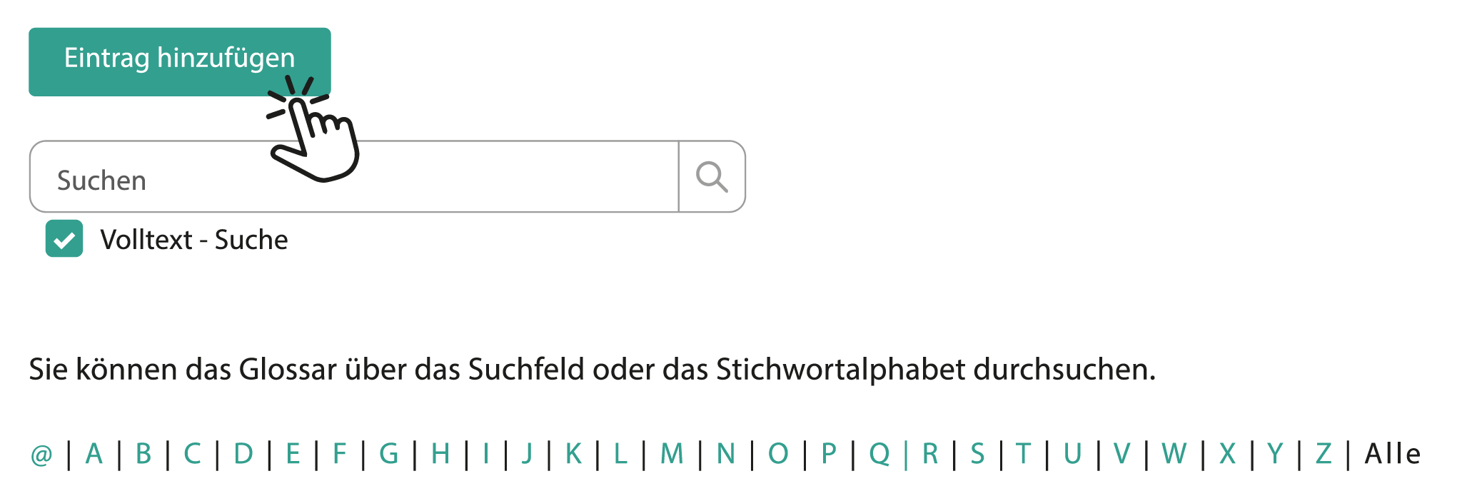 Darstellung des Glossars 