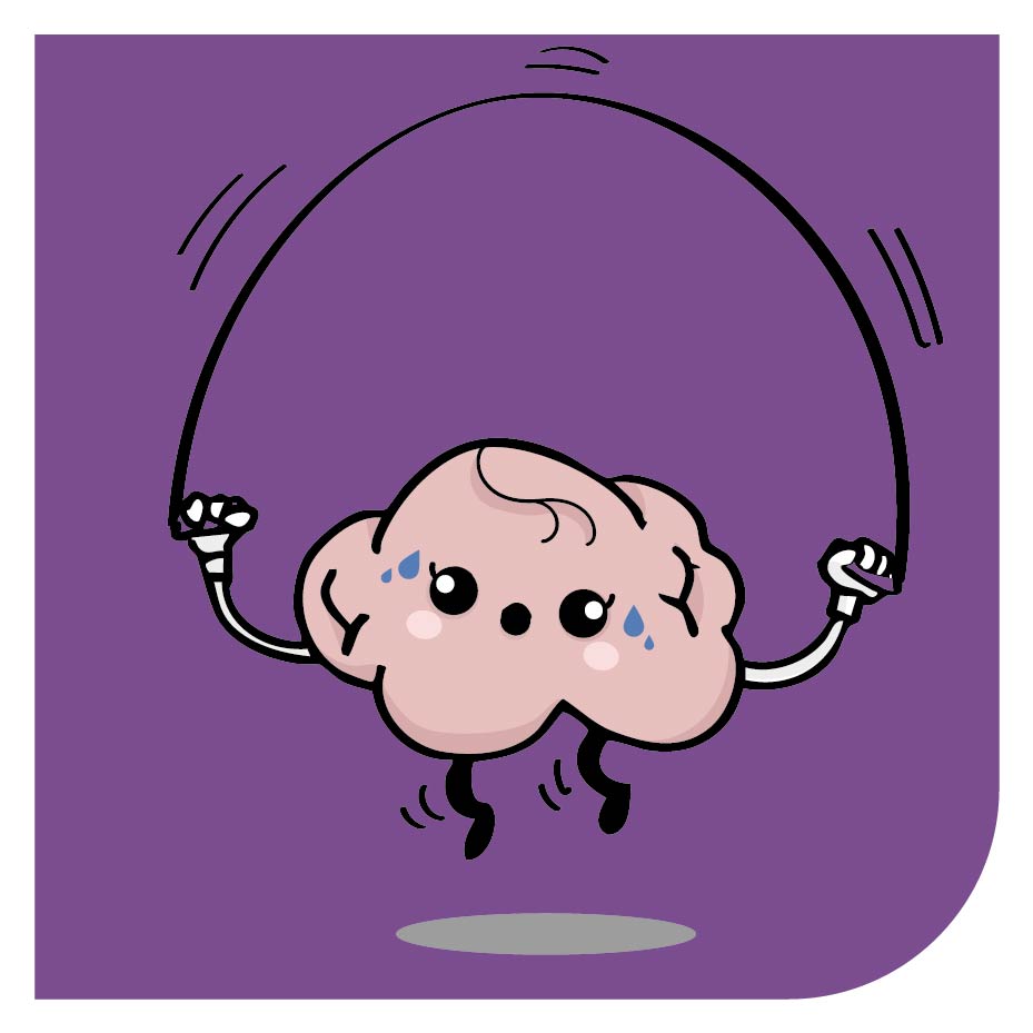 zeichnung, Gehirn übt Seilspringen