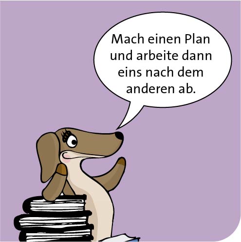 Mach einen Plan und arbeite dann eins nach dem anderen ab.