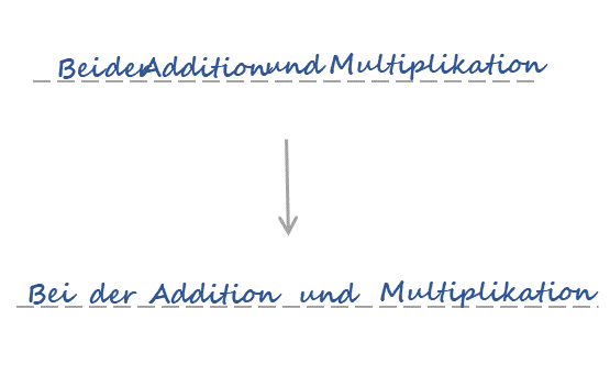 Wörter mit ganz engen und normalen Abständen