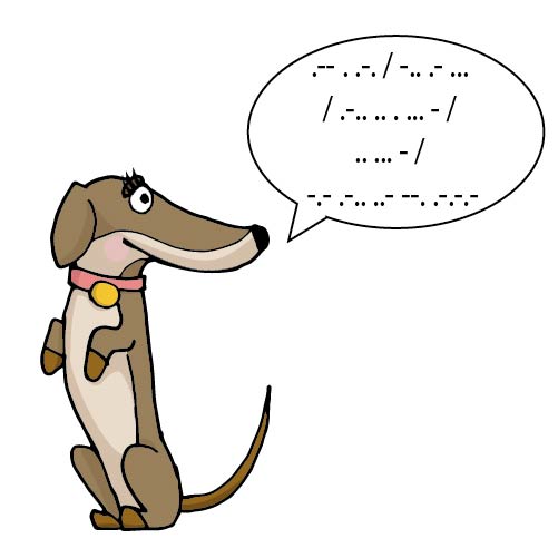 Dackelhündin Pixi mit der Geheimbotschaft: Wer das liest ist klug.