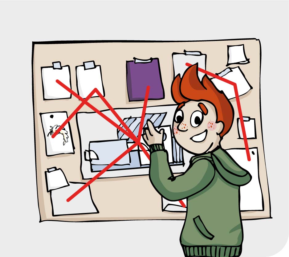 Murphy sucht Verbindungen zwischen den Notizen