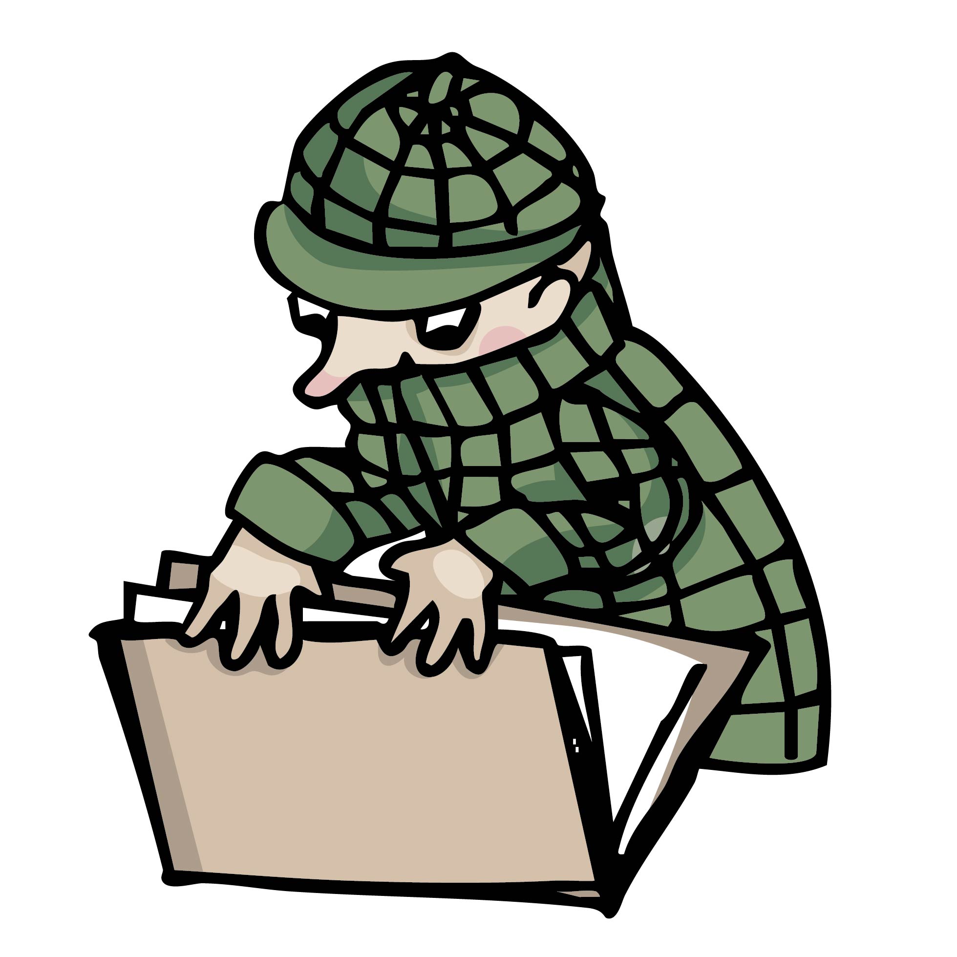 Homms blättert in den Karteikarten