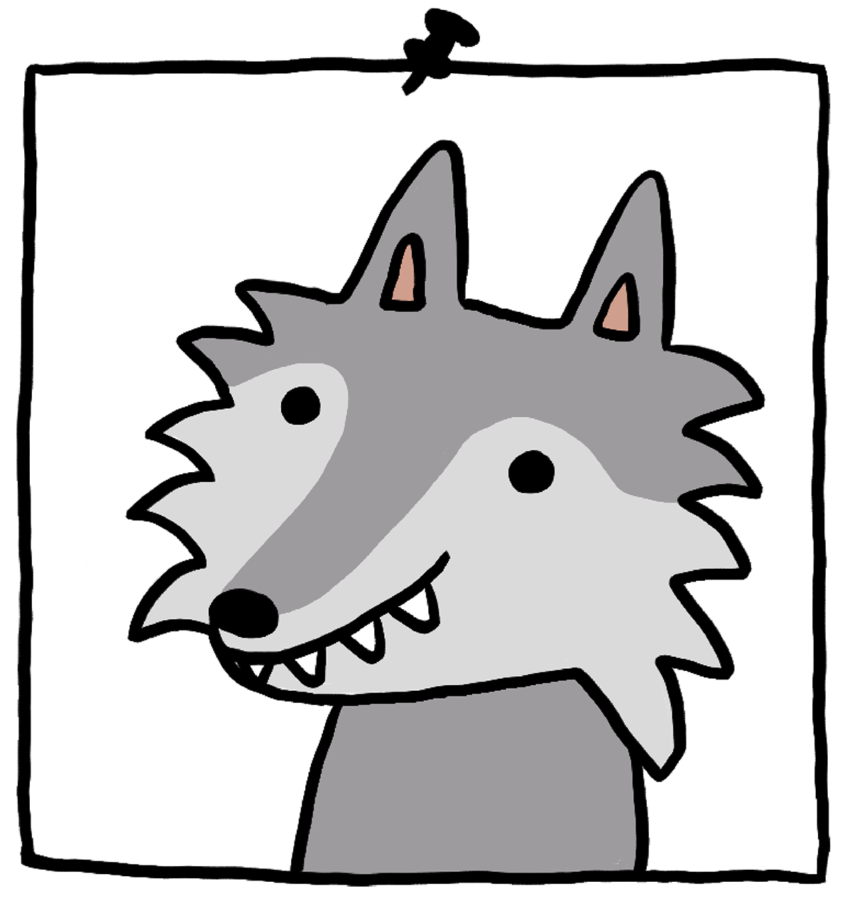 Zeichnung lächelnder Wolf
