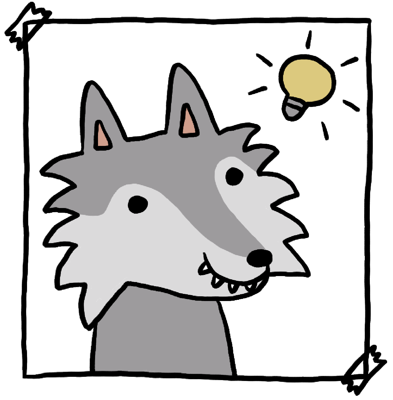 Grafik Wolf mit Glühbirne