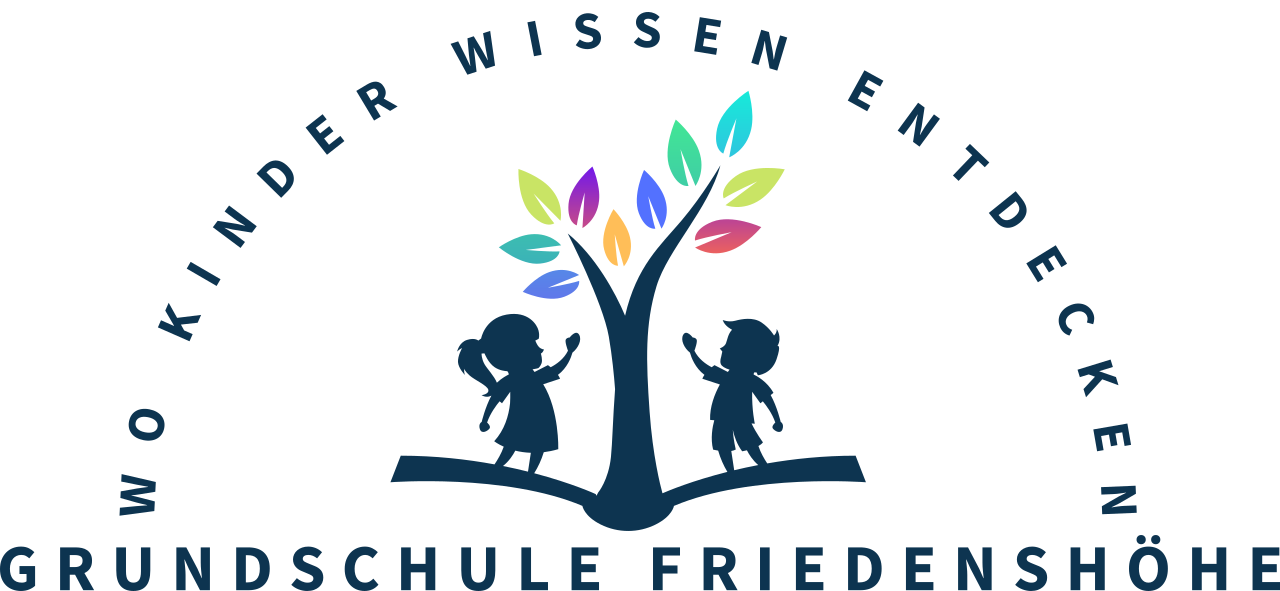 Logo der Grundschule Friedenshöhe, Obertitel: Wo Kinder Wissen entdecken