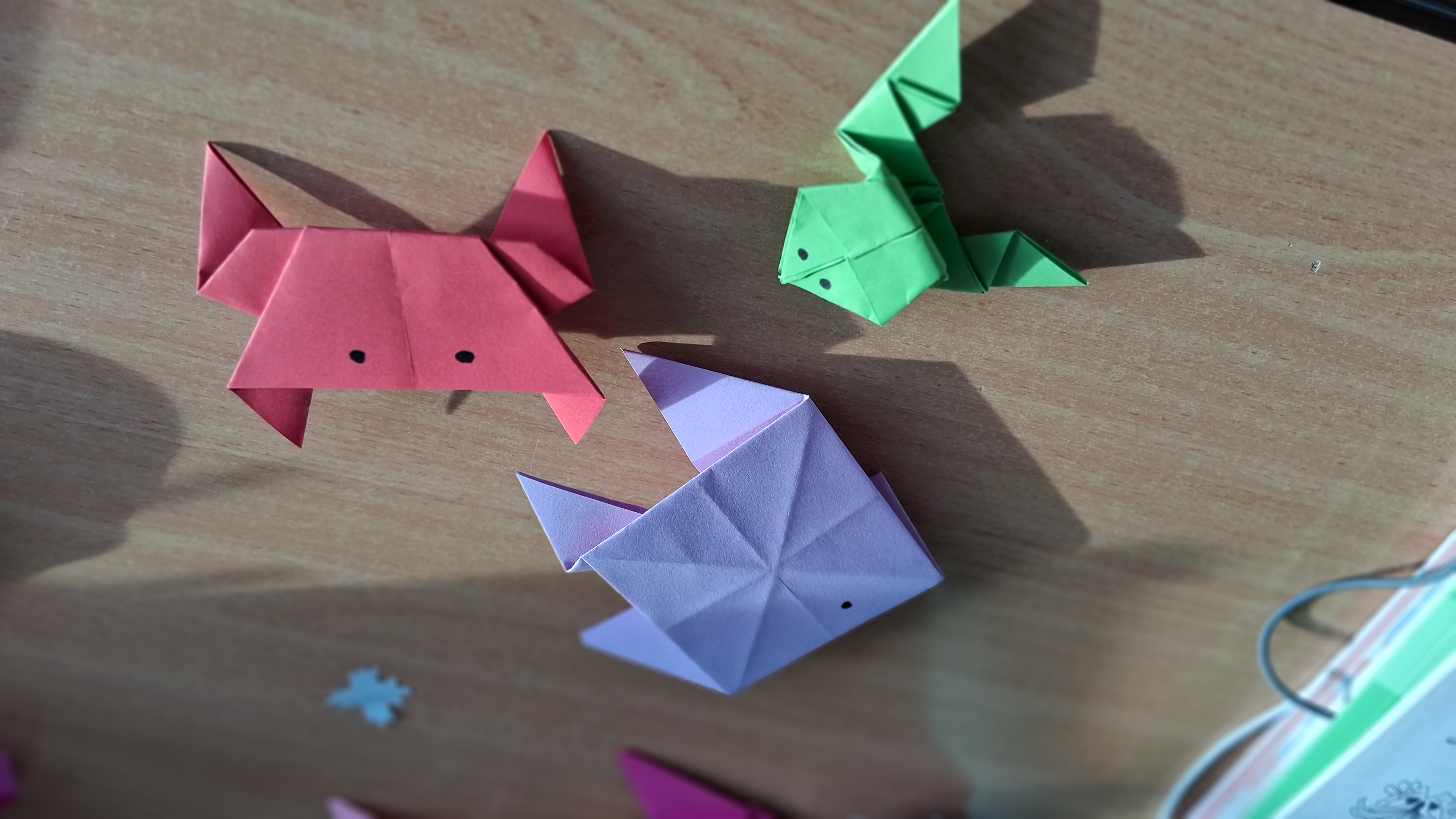 Origami-Frosch, Fisch, Krebs