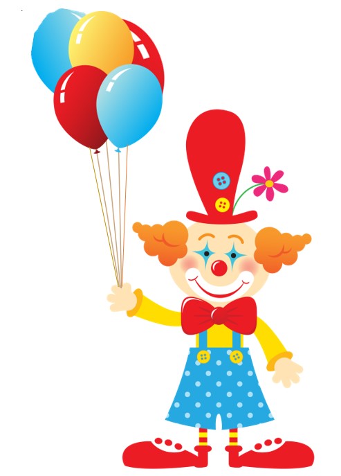 Ein Clown mit Luftballons in der Hand