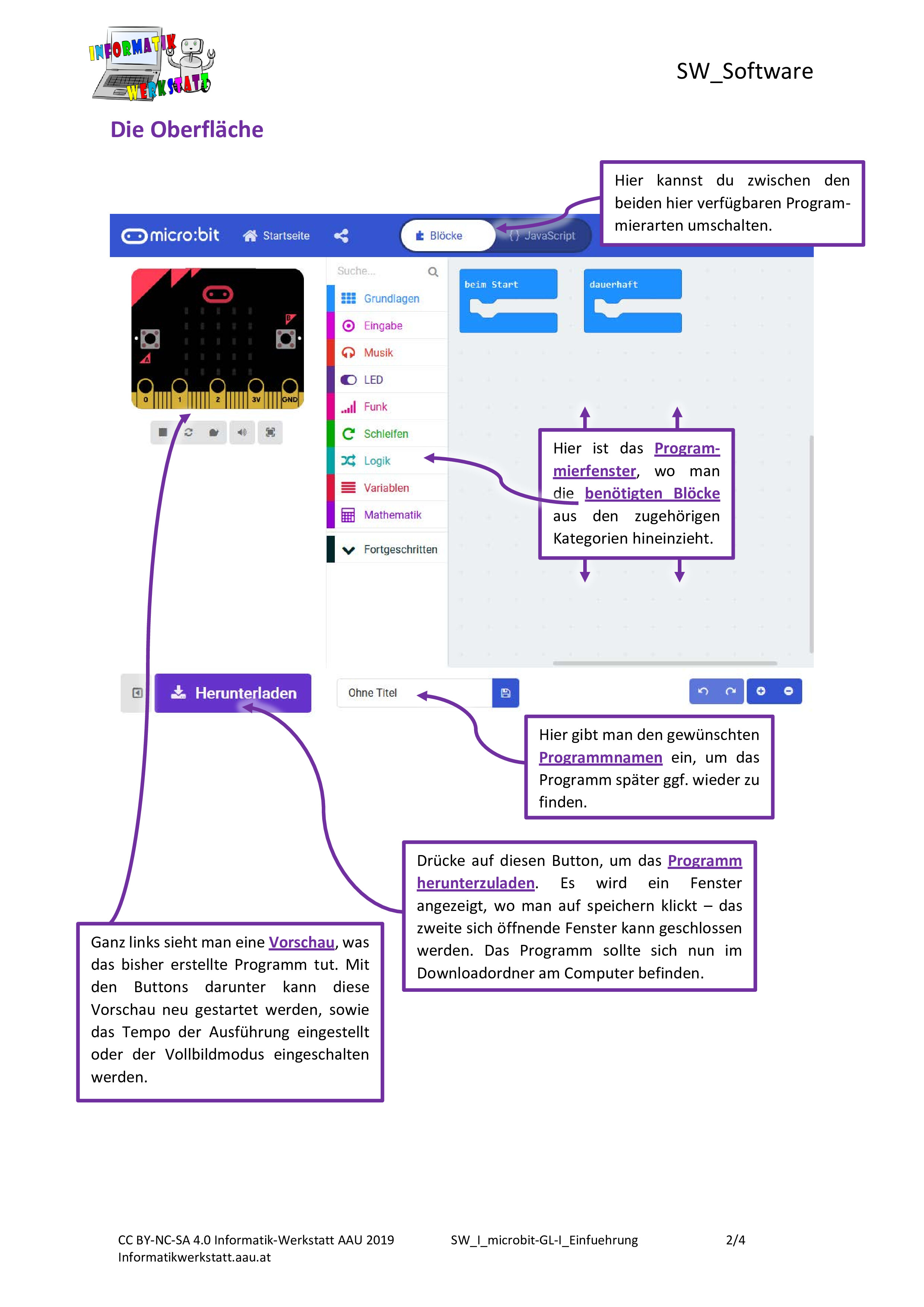 Bild: MicroBit-Oberflaeche