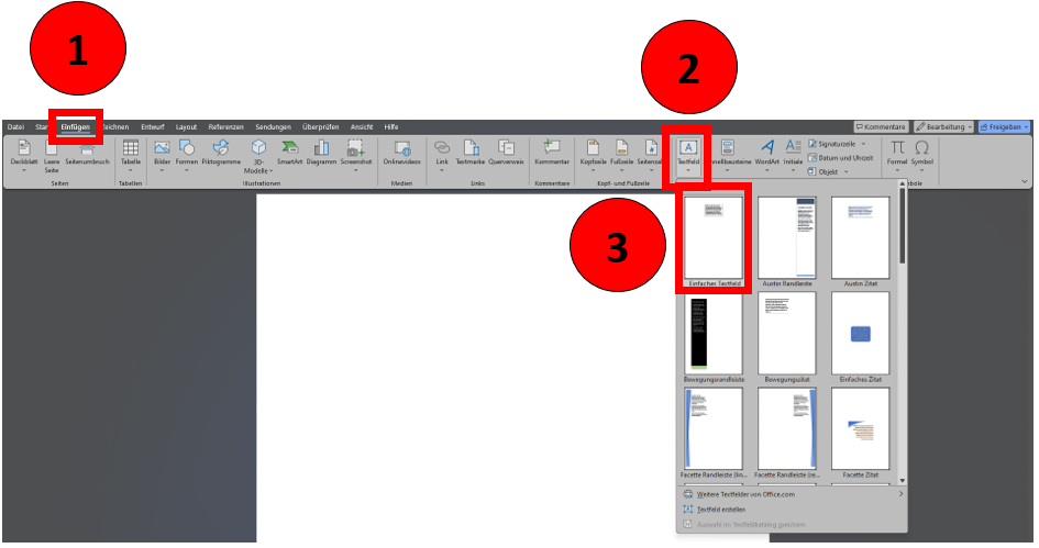Textfelder einfügen