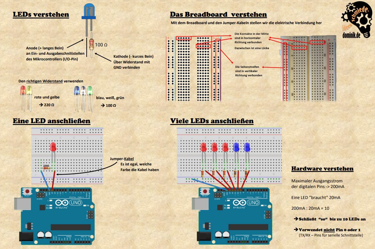 LEDs anschließen (Quelle: Dominiks Ideenschmiede)